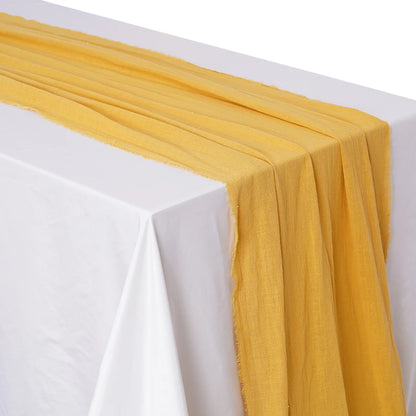 Soft Pure Cotton Table Runner with Rustic Texture yellow 65x200cm by HitMyNeed