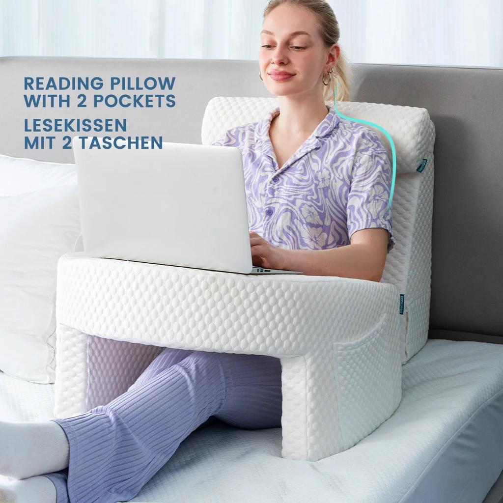 Soft Reading Pillow with Arm Rests and Washable Cover by HitMyNeed