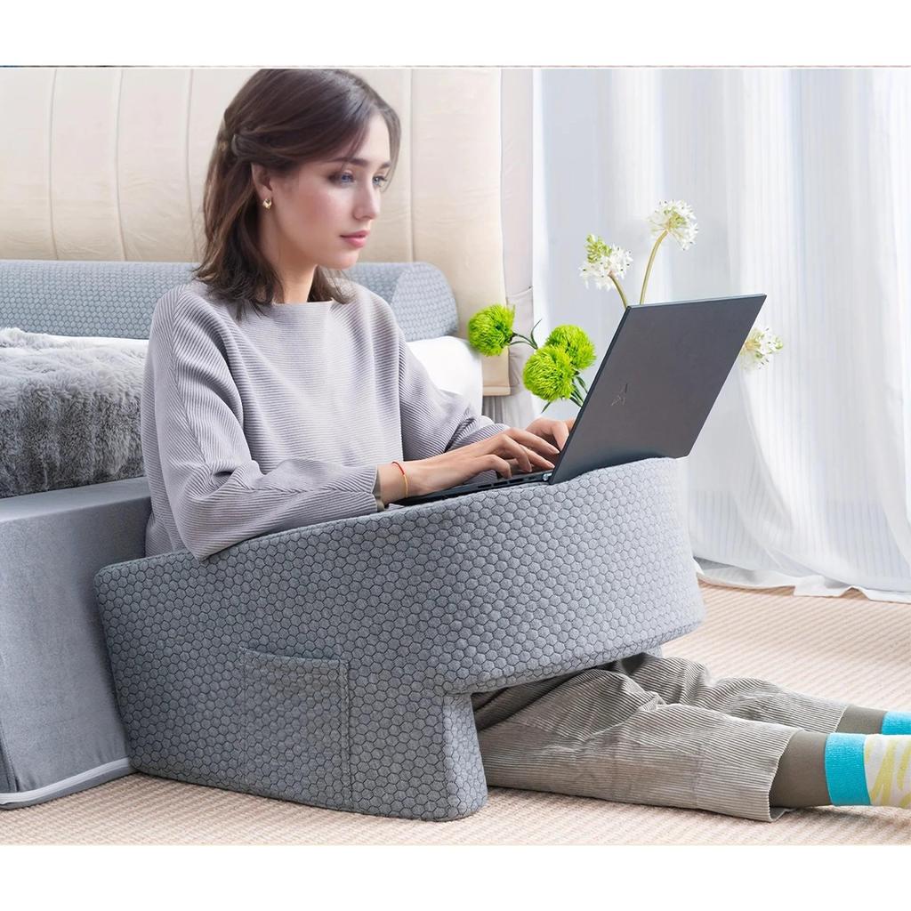 Soft Reading Pillow with Arm Rests and Washable Cover gray 22x13inch by HitMyNeed