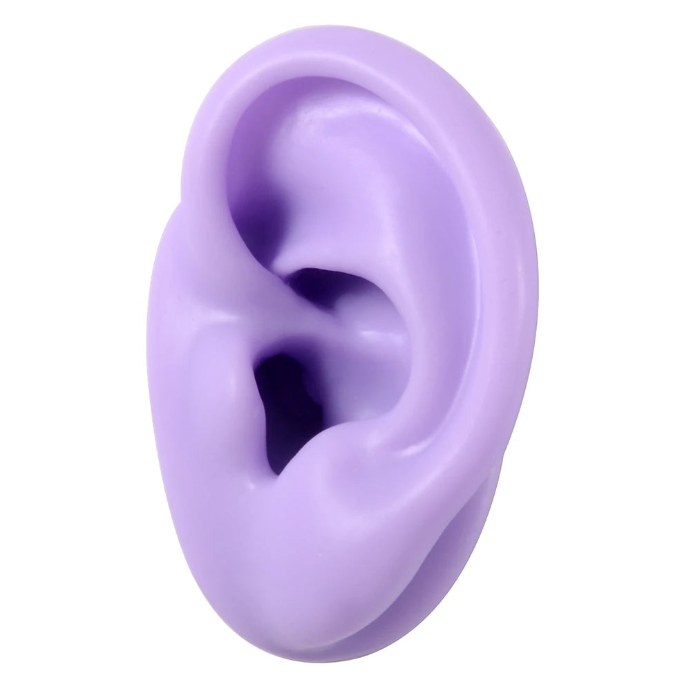 Soft Silicone Ear Piercing & Tattoo Practice Model purple-left-ear by HitMyNeed