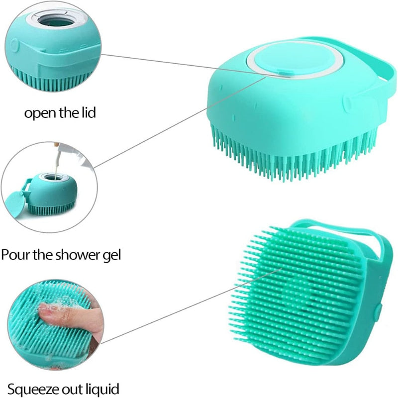 Soft Silicone Pet Bathing & Grooming Brush by HitMyNeed