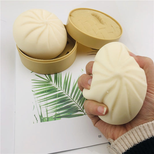 Soft Squishy Bun Anti-Stress Toy with Steamer Case by HitMyNeed