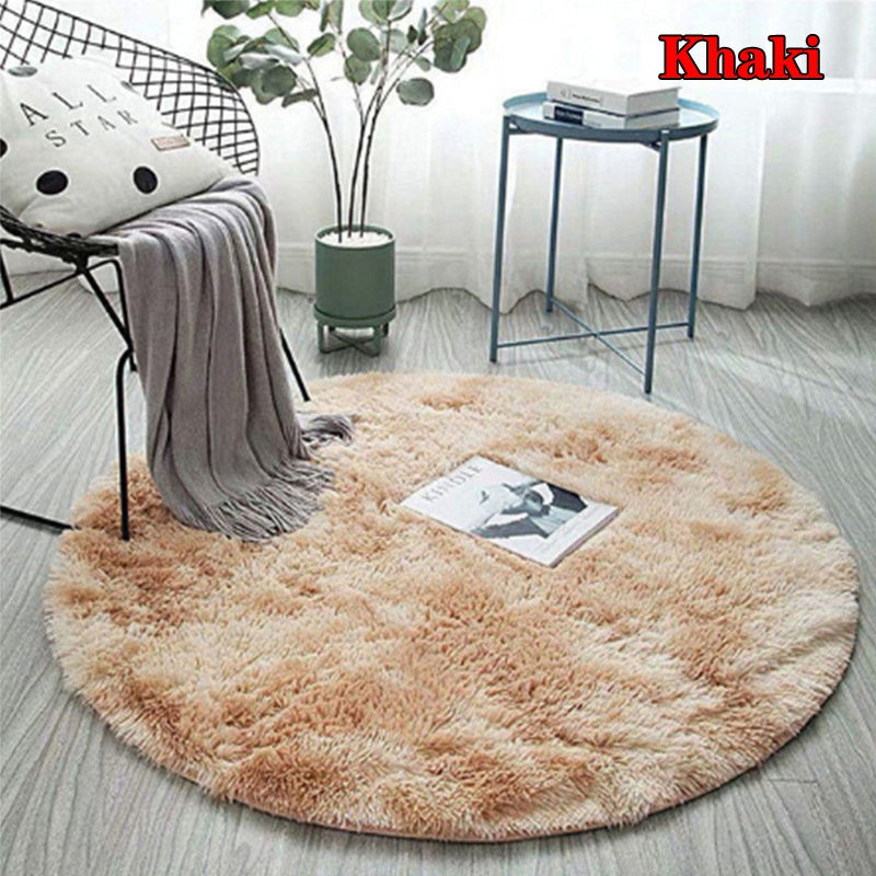 Soft Tie-Dye Round Fluffy Rug with Anti-Slip Backing by HitMyNeed