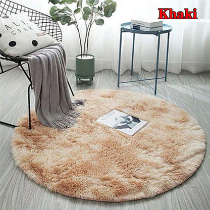 Soft Tie-Dye Round Fluffy Rug with Anti-Slip Backing by HitMyNeed