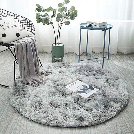 Soft Tie-Dye Round Fluffy Rug with Anti-Slip Backing 160x160cm zr4007 by HitMyNeed