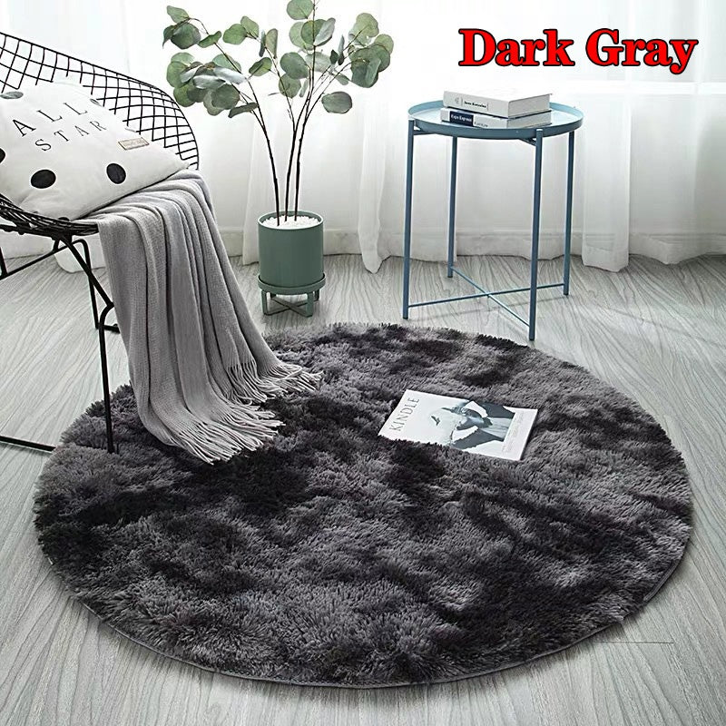 Soft Tie-Dye Round Fluffy Rug with Anti-Slip Backing 50x50cm zr4005 by HitMyNeed