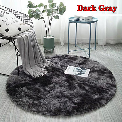Soft Tie-Dye Round Fluffy Rug with Anti-Slip Backing 50x50cm zr4005 by HitMyNeed
