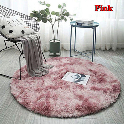 Soft Tie-Dye Round Fluffy Rug with Anti-Slip Backing 90x90cm zr4001 by HitMyNeed