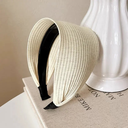 Soft Wide Cotton Turban Hairbands with Teeth Grip beige by HitMyNeed