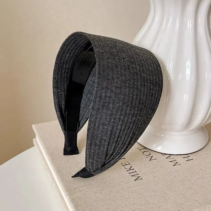 Soft Wide Cotton Turban Hairbands with Teeth Grip dark-gray by HitMyNeed