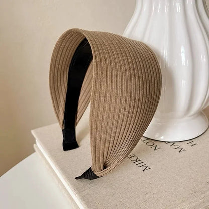 Soft Wide Cotton Turban Hairbands with Teeth Grip khaki by HitMyNeed
