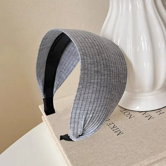 Soft Wide Cotton Turban Hairbands with Teeth Grip light-gray by HitMyNeed