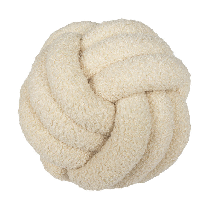 Soft Wool Knot Pillow Ball Cushion beige 28cm-11-in by HitMyNeed