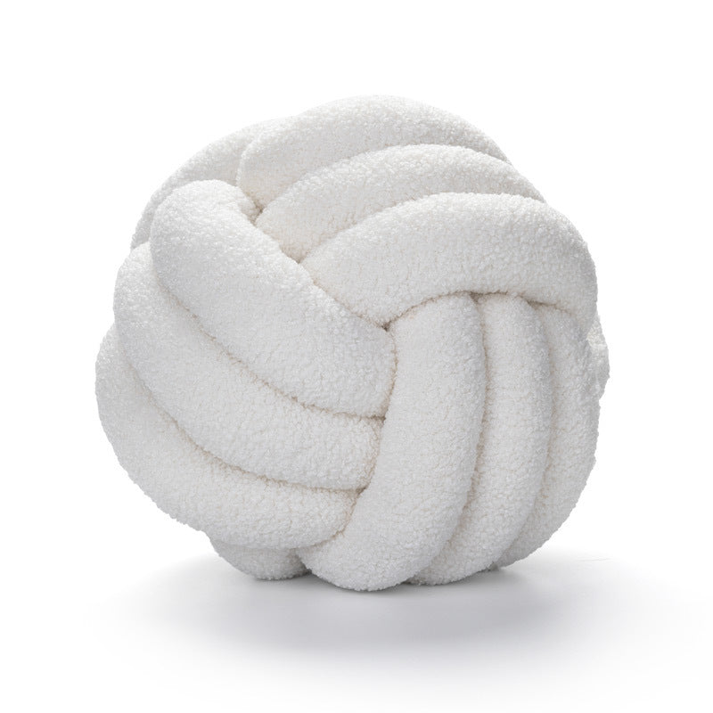 Soft Wool Knot Pillow Ball Cushion beige-white 22cm-8-6-in by HitMyNeed