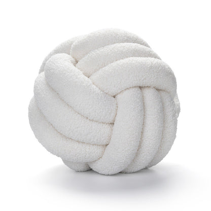 Soft Wool Knot Pillow Ball Cushion beige-white 22cm-8-6-in by HitMyNeed
