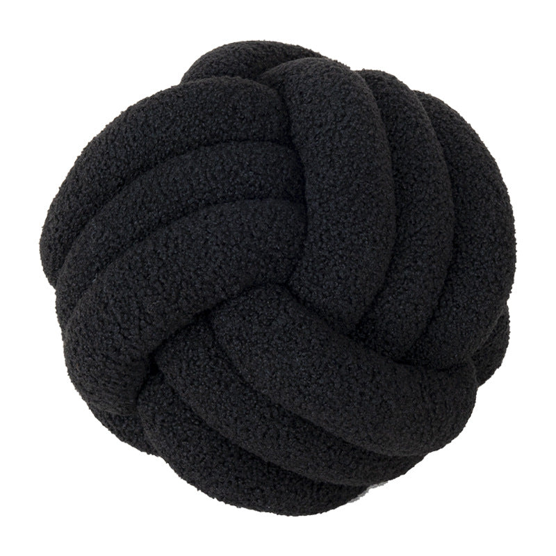 Soft Wool Knot Pillow Ball Cushion black 28cm-11-in by HitMyNeed
