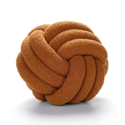 Soft Wool Knot Pillow Ball Cushion brown 28cm-11-in by HitMyNeed
