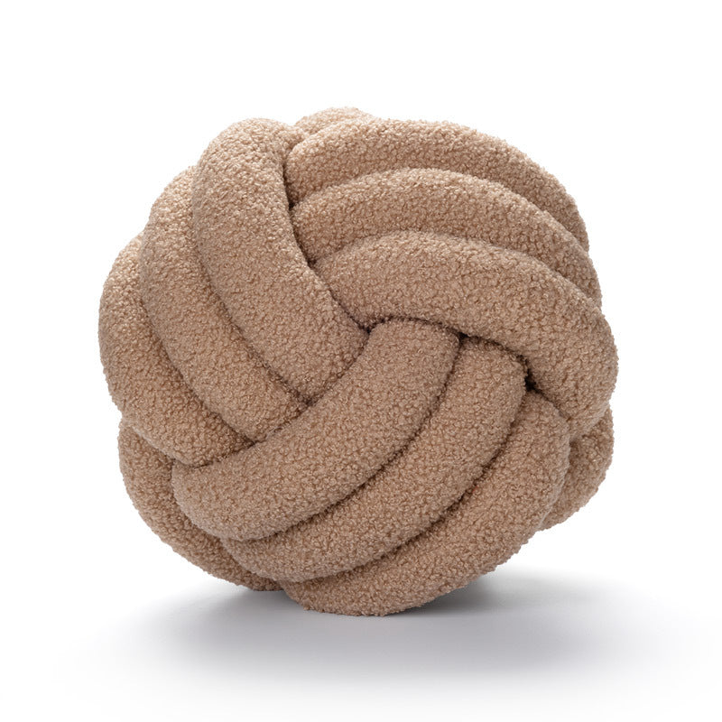 Soft Wool Knot Pillow Ball Cushion khaki 28cm-11-in by HitMyNeed