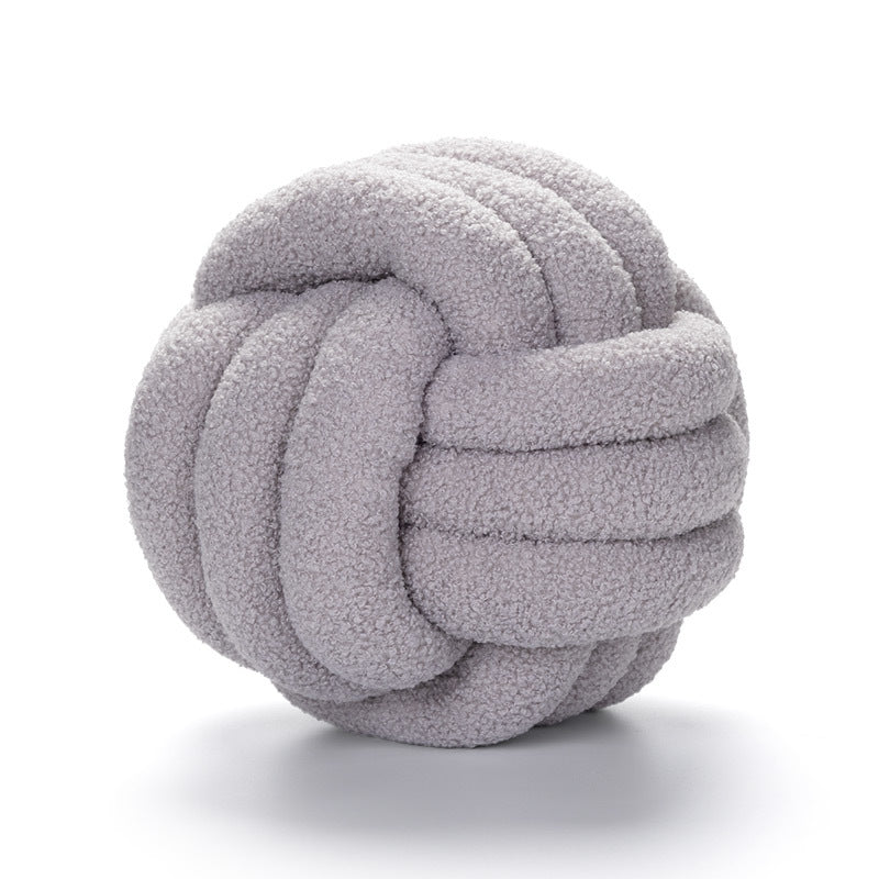 Soft Wool Knot Pillow Ball Cushion light-grey 28cm-11-in by HitMyNeed