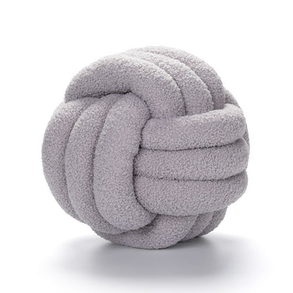 Soft Wool Knot Pillow Ball Cushion light-grey 28cm-11-in by HitMyNeed