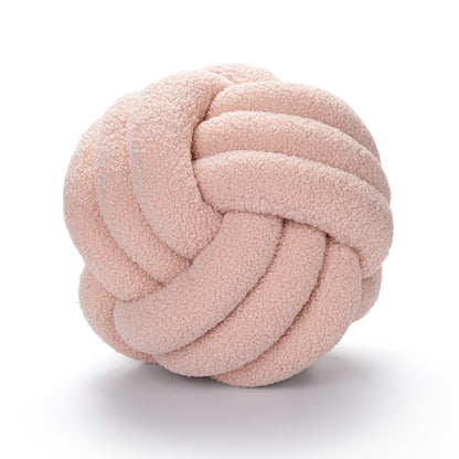Soft Wool Knot Pillow Ball Cushion pink 28cm-11-in by HitMyNeed