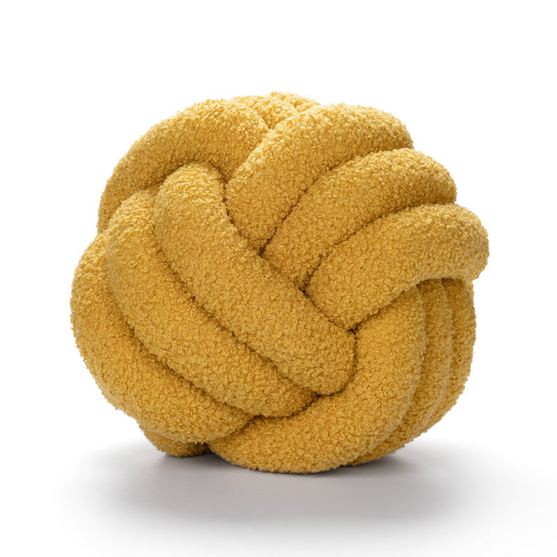 Soft Wool Knot Pillow Ball Cushion yellow 28cm-11-in by HitMyNeed
