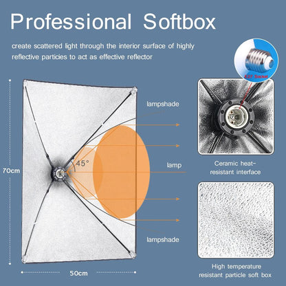 Softbox Lighting Kit with Tripod & E27 Continuous Bulb by HitMyNeed