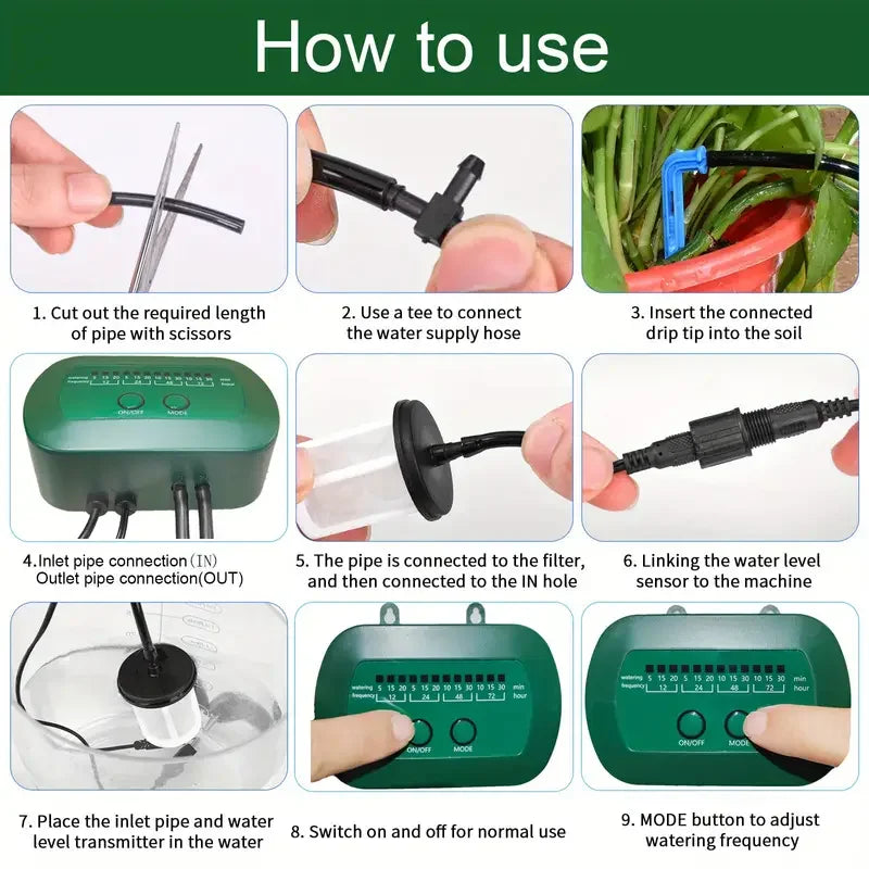Solar Automatic Drip Irrigation Kit for Potted Plants by HitMyNeed