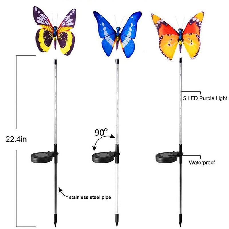 Solar Butterfly Garden Lights Outdoor Decor (3 Pack) by HitMyNeed