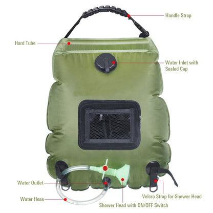 Solar Camping Shower Bag 20L with Hose & Showerhead by HitMyNeed