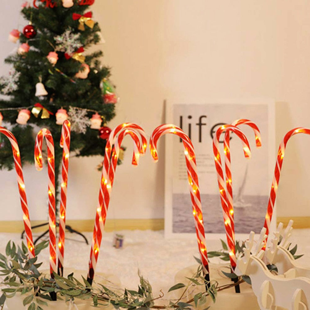 Solar Candy Cane Lights Set of 4 - Warm White LEDs by HitMyNeed