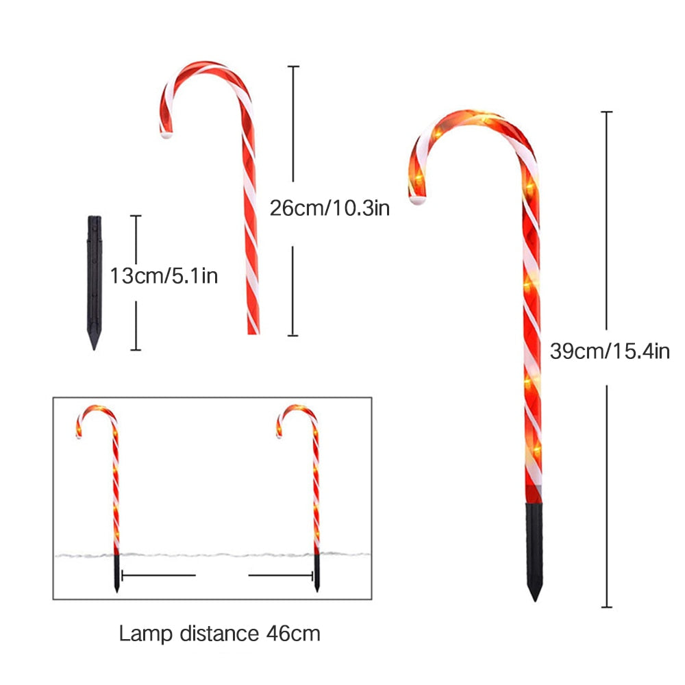 Solar Candy Cane Lights Set of 4 - Warm White LEDs by HitMyNeed