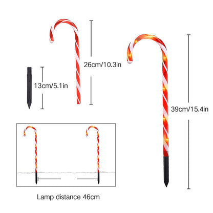 Solar Candy Cane Lights Set of 4 - Warm White LEDs by HitMyNeed