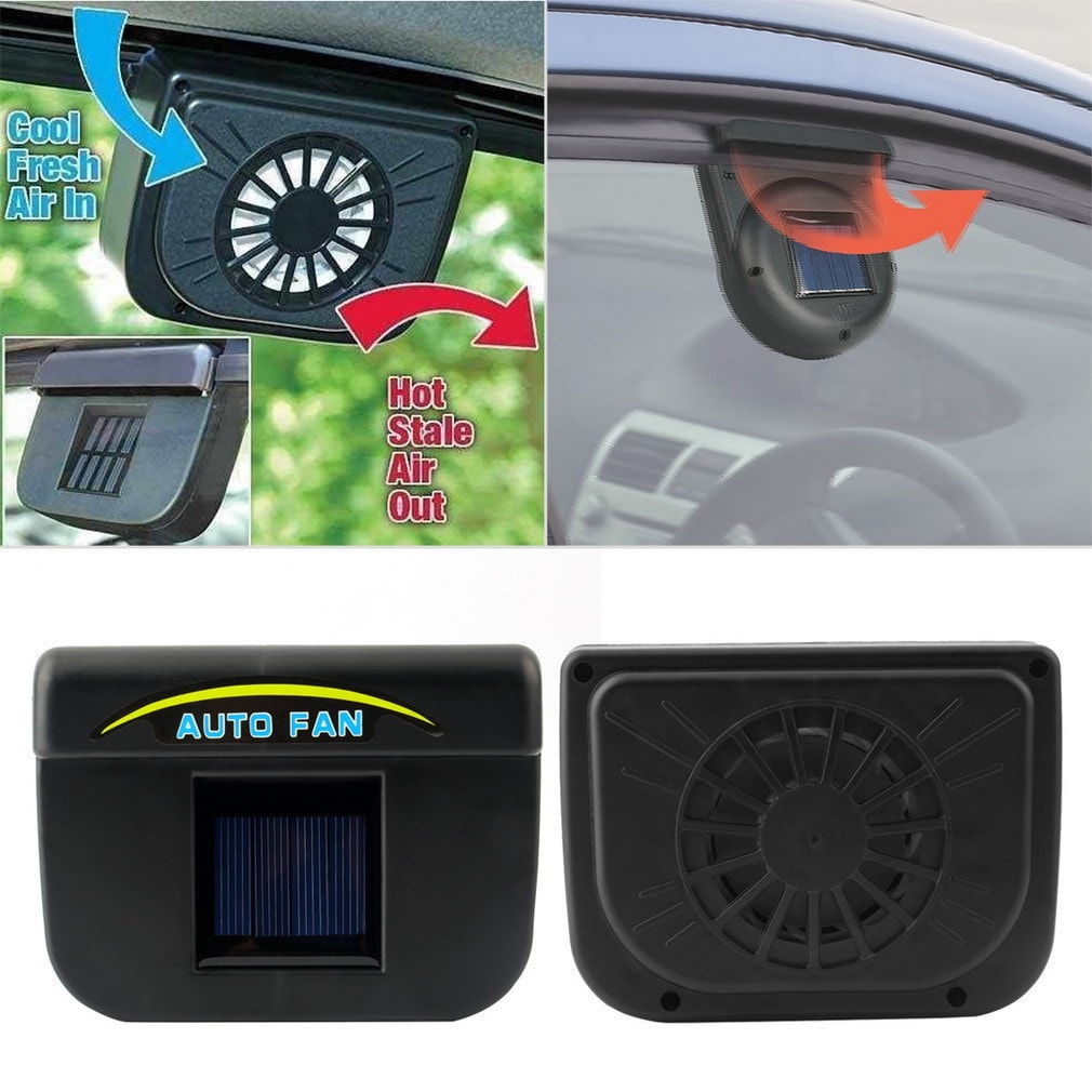 Solar Car Window Air Cooler Fan with Battery by HitMyNeed