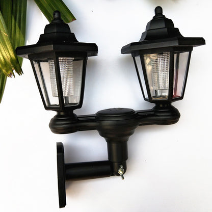 Solar Dual Head Post Light with Wall Mount by HitMyNeed