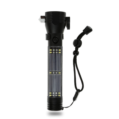 Solar Emergency Flashlight with Power Bank & Rescue Tools by HitMyNeed