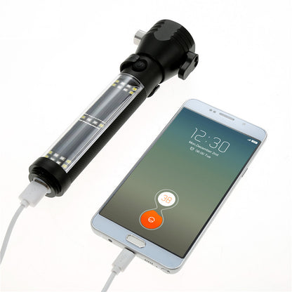 Solar Emergency Flashlight with Power Bank & Rescue Tools by HitMyNeed