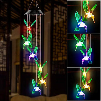 Solar Hummingbird Wind Chimes with Color LED Lights by HitMyNeed