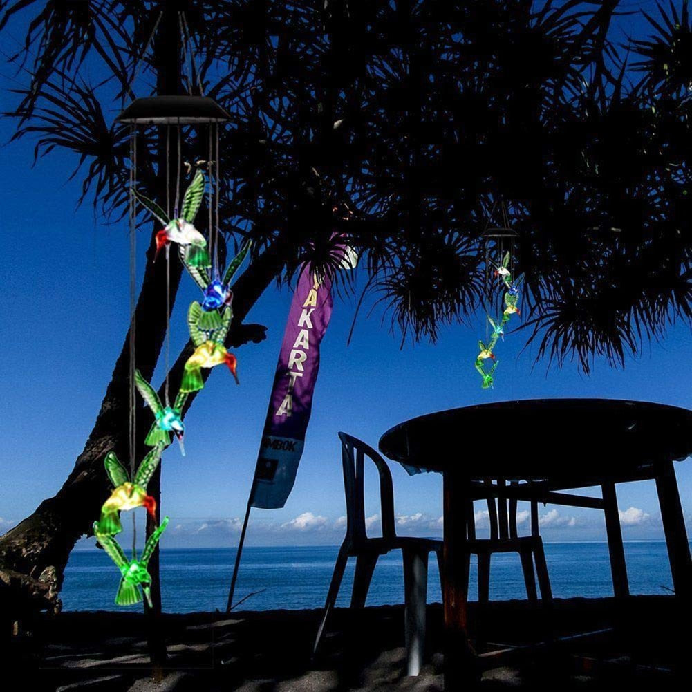 Solar Hummingbird Wind Chimes with Color LED Lights by HitMyNeed