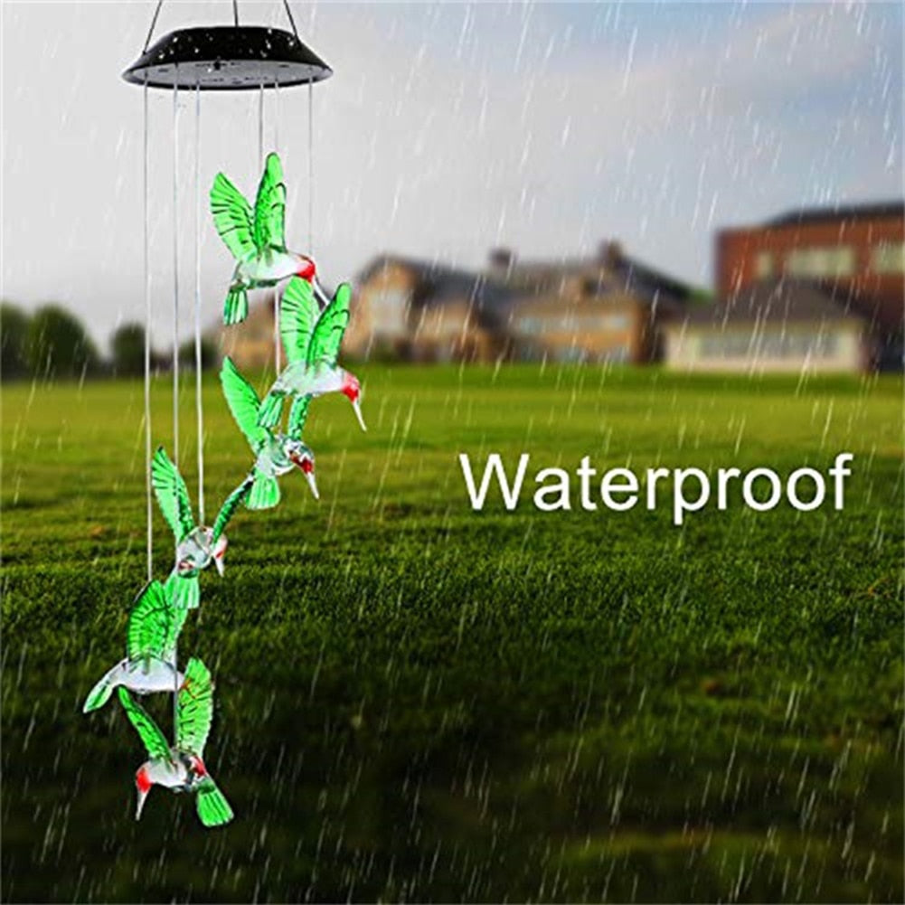 Solar Hummingbird Wind Chimes with Color LED Lights by HitMyNeed