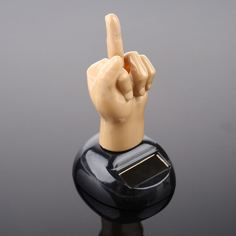Solar Middle Finger Swing Doll Car Dashboard Ornament by HitMyNeed