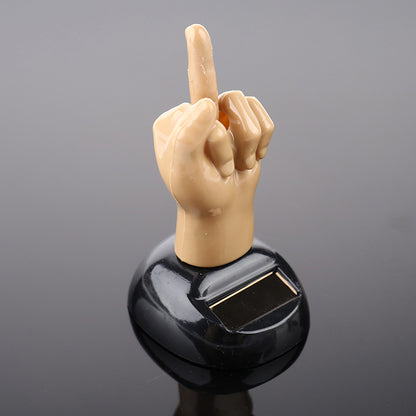 Solar Middle Finger Swing Doll Car Dashboard Ornament by HitMyNeed