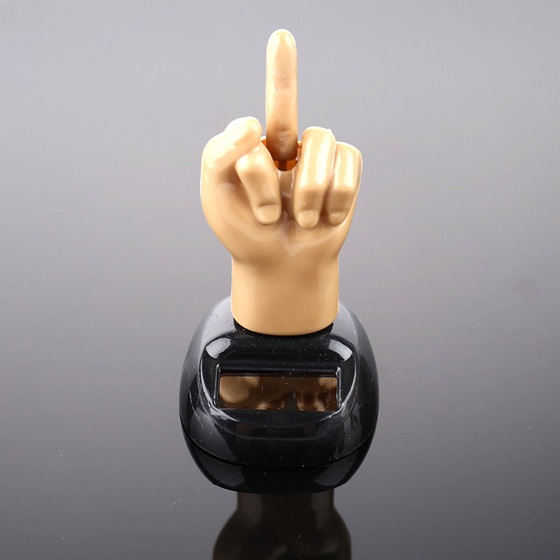 Solar Middle Finger Swing Doll Car Dashboard Ornament by HitMyNeed