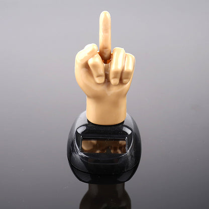 Solar Middle Finger Swing Doll Car Dashboard Ornament by HitMyNeed
