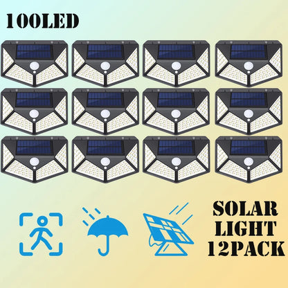 Solar Motion Sensor Wall Lights 100 LED, 270° Beam by HitMyNeed