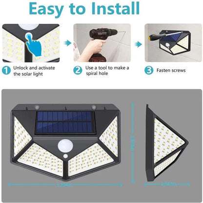 Solar Motion Sensor Wall Lights 100 LED, 270° Beam by HitMyNeed