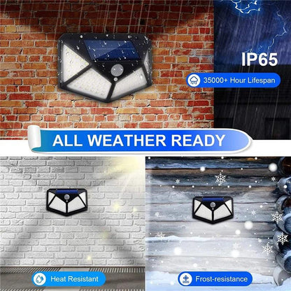 Solar Motion Sensor Wall Lights 100 LED, 270° Beam by HitMyNeed