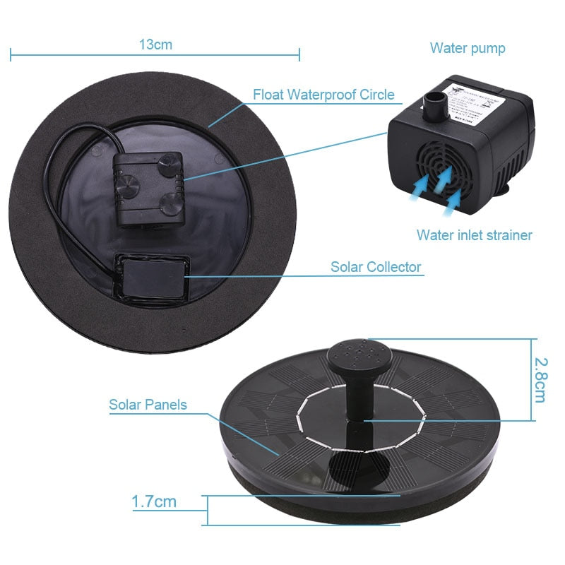 Solar Pond Fountain Birdbath Water Pump 1.2W by HitMyNeed