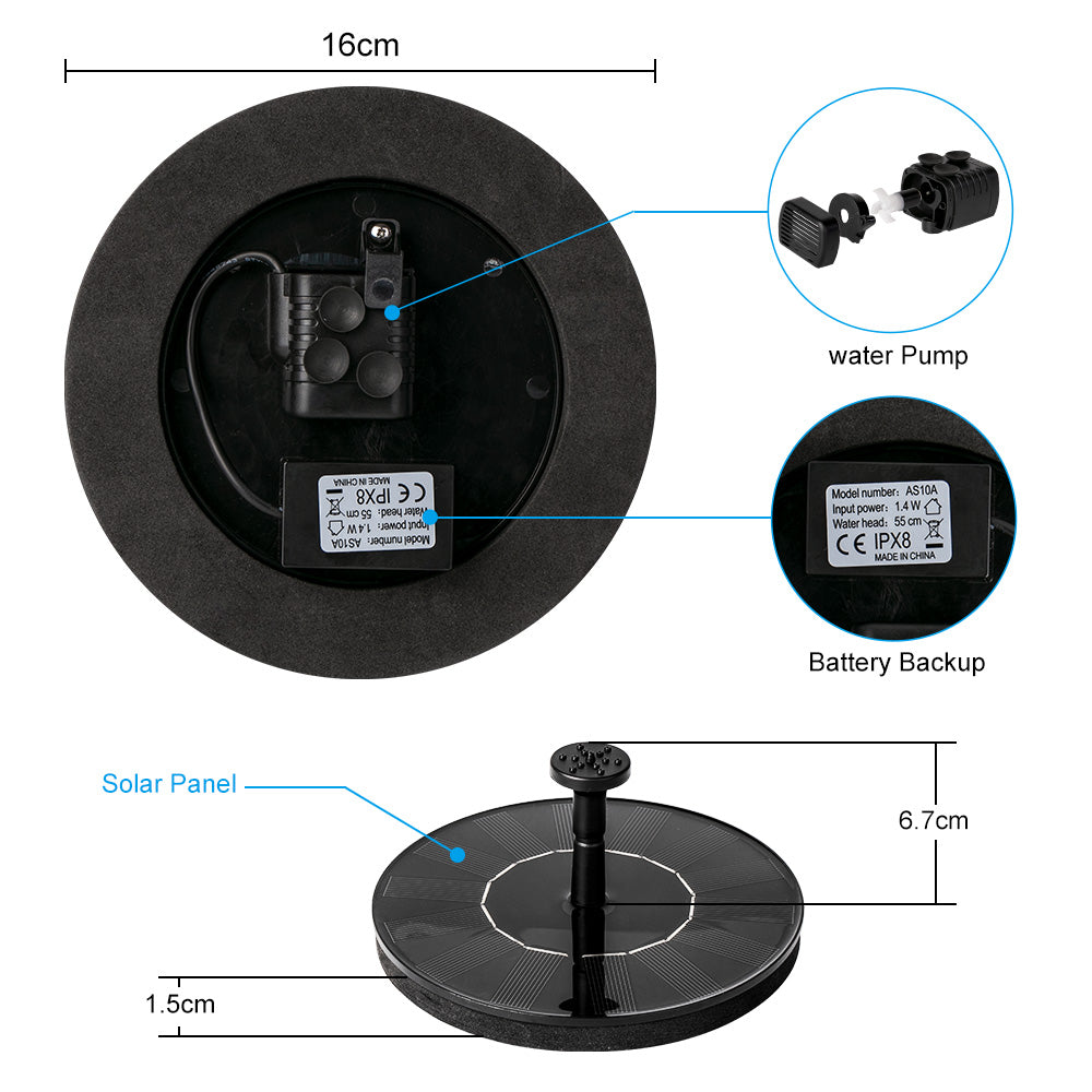 Solar Powered Floating Fountain Pump for Ponds by HitMyNeed