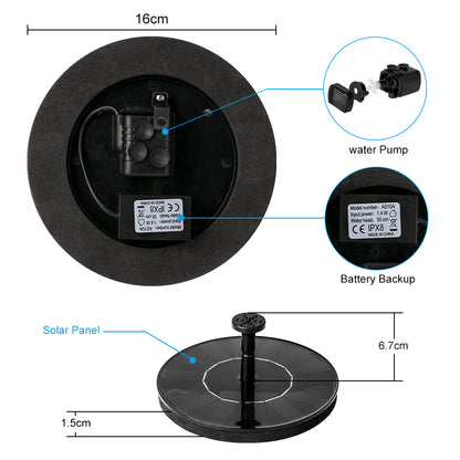 Solar Powered Floating Fountain Pump for Ponds by HitMyNeed